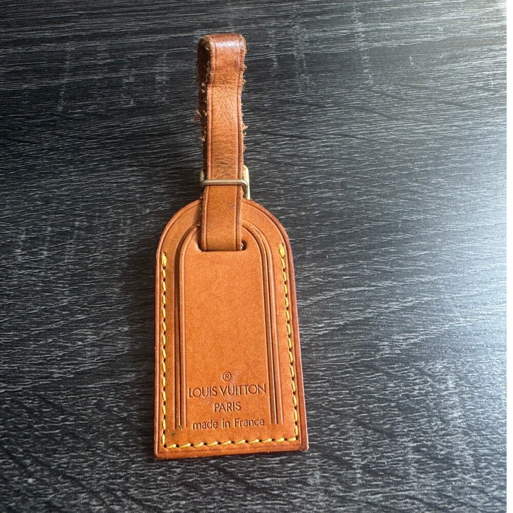 Authentic Louis Vuitton Vachetta Leather Luggage Tag SN225